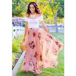 Pink Rose Panache Maxi Skirt | Chicwish