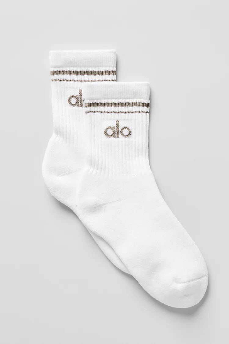 Unisex Half-Crew Throwback Sock - White/Black | Alo Yoga (US)