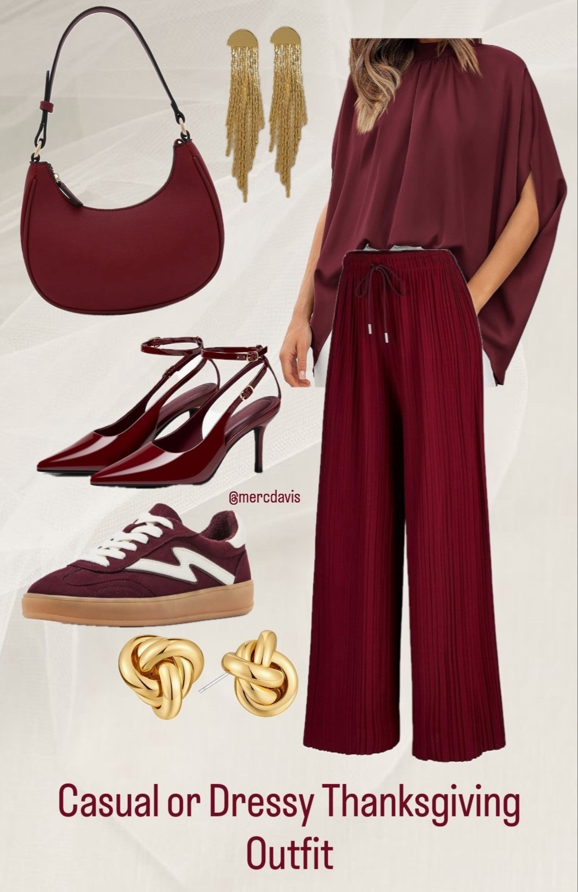 Thanksgiving, Thanksgiving Outfit, Casual Outfit, Dressy Outfit, Simple Outfit, Maroon Outfit, Red Outfit, Dressy Casual Outfit, Gold Earrings 

 #LTKHoliday #LTKStyleTip #LTKShoeCrush