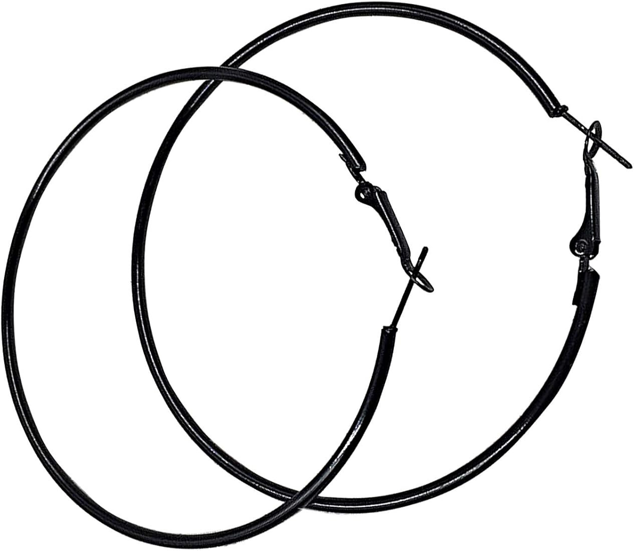 Black Hoop Earrings Thin Hoop Earrings Black Hoops 3 Inch | Amazon (US)