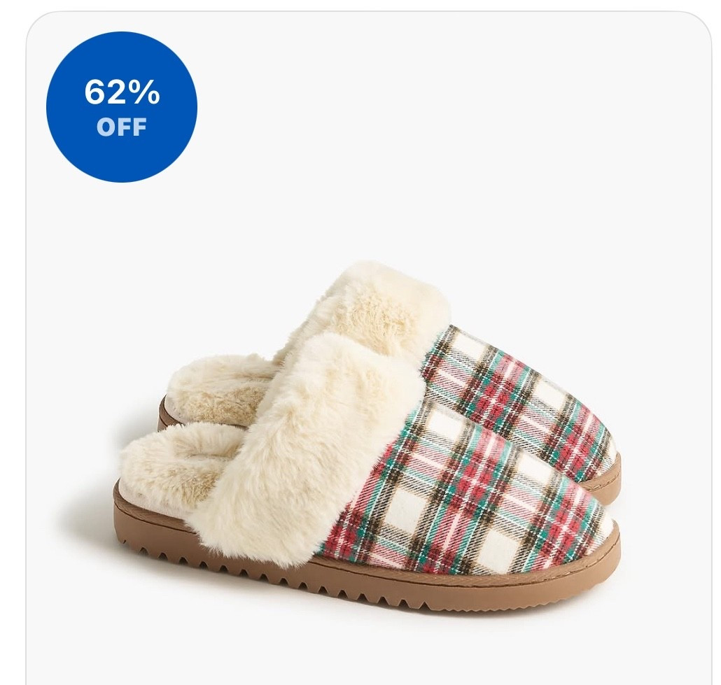 Tartan scuff slippers
Comparable value:$79.50
Your price:$29.95 (62% off)
LIMITED-TIME DEAL!
FREE SHIPPING ON ORDERS $99+!

#LTKFindsUnder50 #LTKSaleAlert #LTKGiftGuide