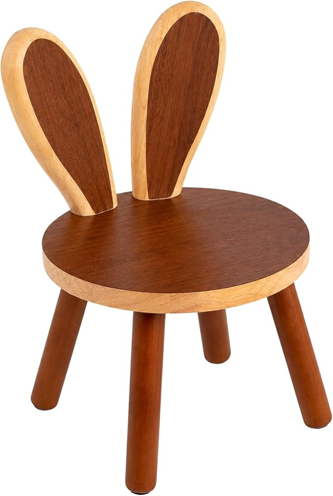 Wooden Rabbit Toddler Chair, Cute Bunny Stool for Kids, Solid Rubber Wood Step Stool for Bedroom,... | Amazon (US)