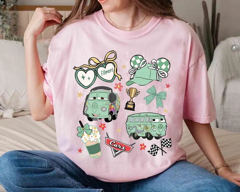 Retro Coquette Bows Disney Cars Shirt, Lightning Mcqueen Mater Doc Hudson Sally Carrera Birthday ... | Etsy (US)