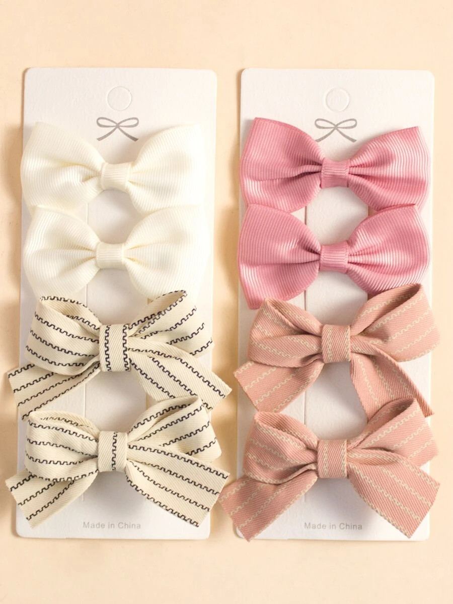 8pcs Toddler Girls Bow Decor Hair Clip | SHEIN