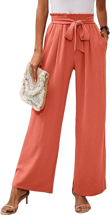 Heymoments Women's Wide Leg Lounge Pants with Pockets Lightweight High Waisted Adjustable Tie Kno... | Amazon (US)