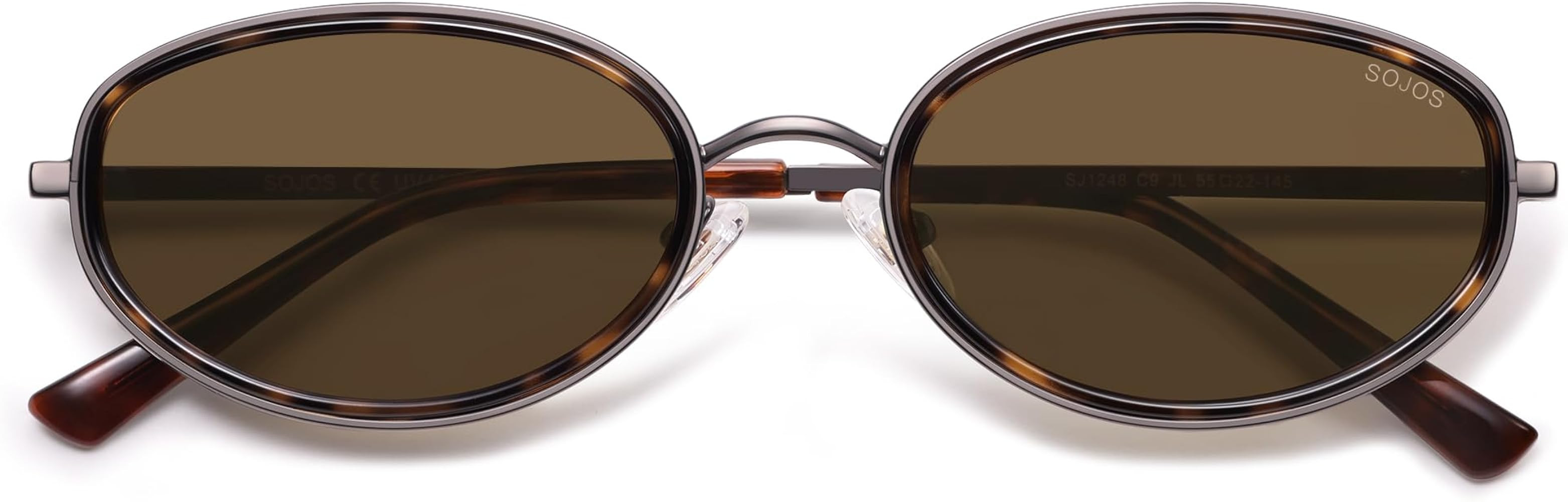 SOJOS Trendy Oval Polarized Sunglasses for Women Men, 80s 90s Chic Retro Vintage Sunnies SJ1248 | Amazon (US)