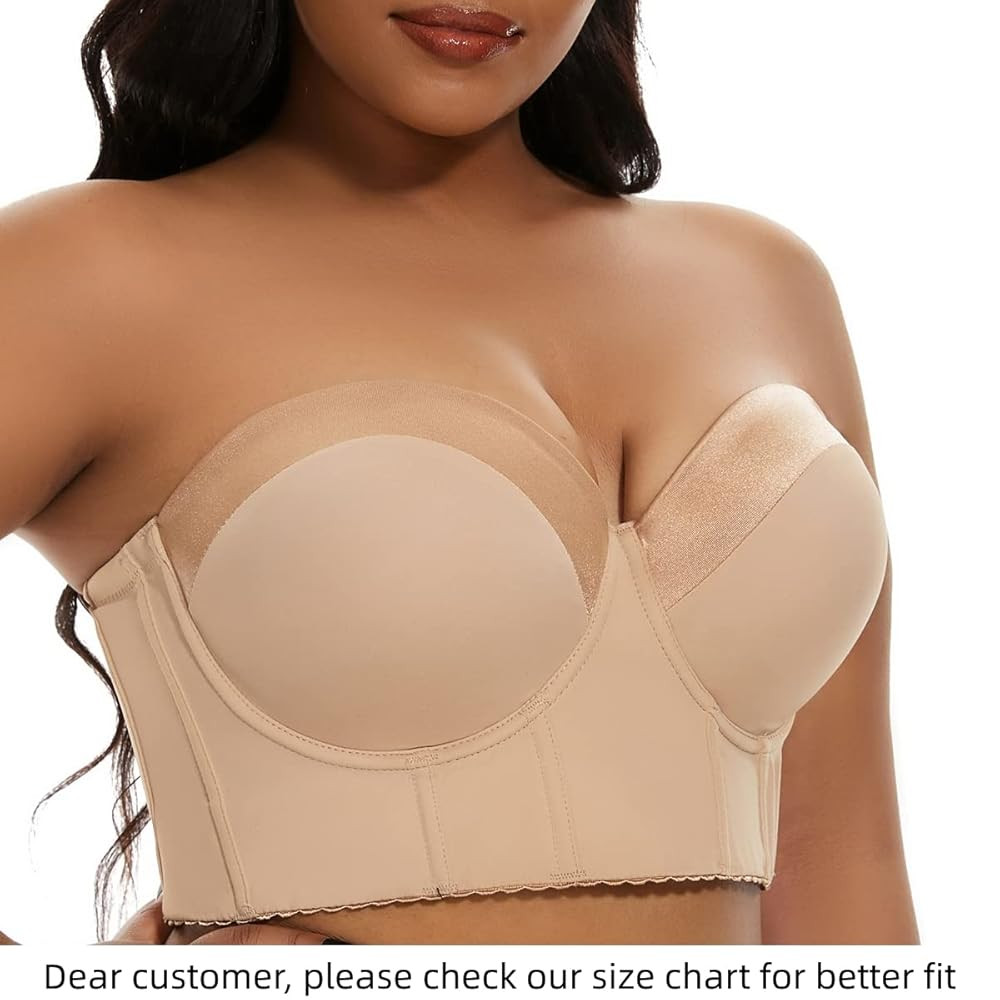 SEA BBOT Women Longline Strapless Bra Full Coverage Corset Bra Hide Back Fat | Amazon (US)