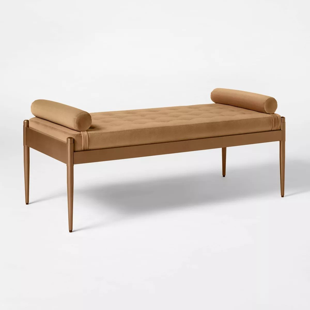 Bolster Tufted Bench Beige - Threshold™ designed with Studio McGee: Velvet Upholstery, Powder-C... | Target