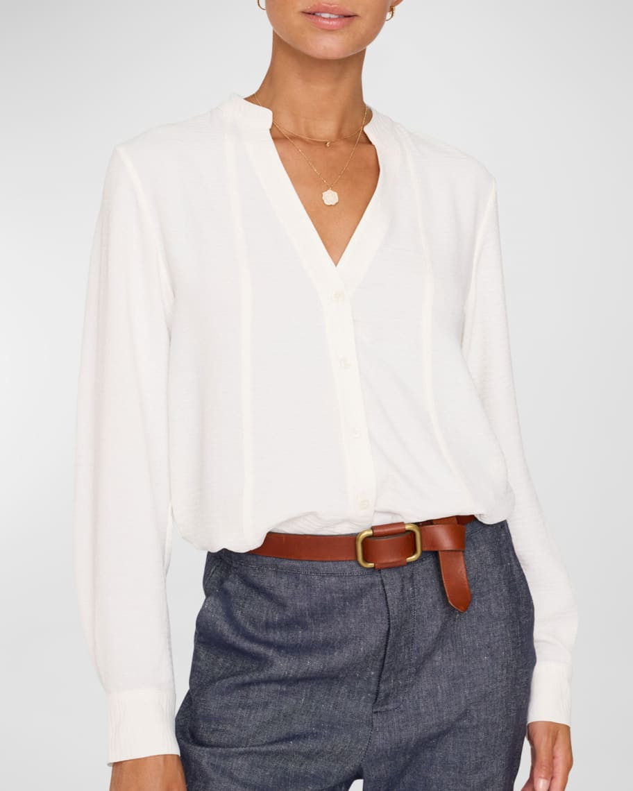 Galey V-Neck Button-Down Blouse | Neiman Marcus