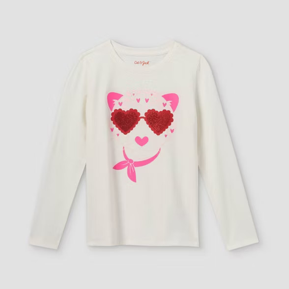 Girls' 'Valentine's Day Cheetah' Long Sleeve Graphic T-Shirt - Cat & Jack™ | Target