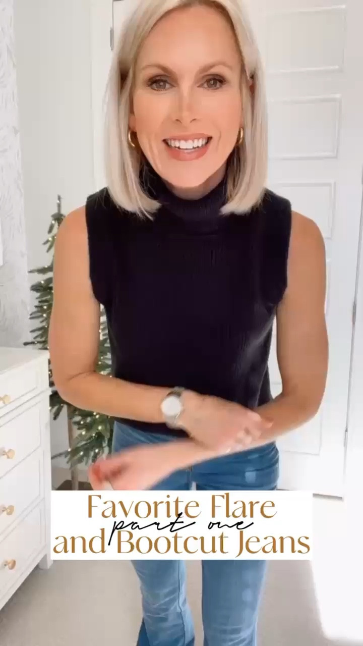 Flare jeans, spanx, sleeveless sweater. Wearing a size small 

#LTKcurves #LTKstyletip #LTKU