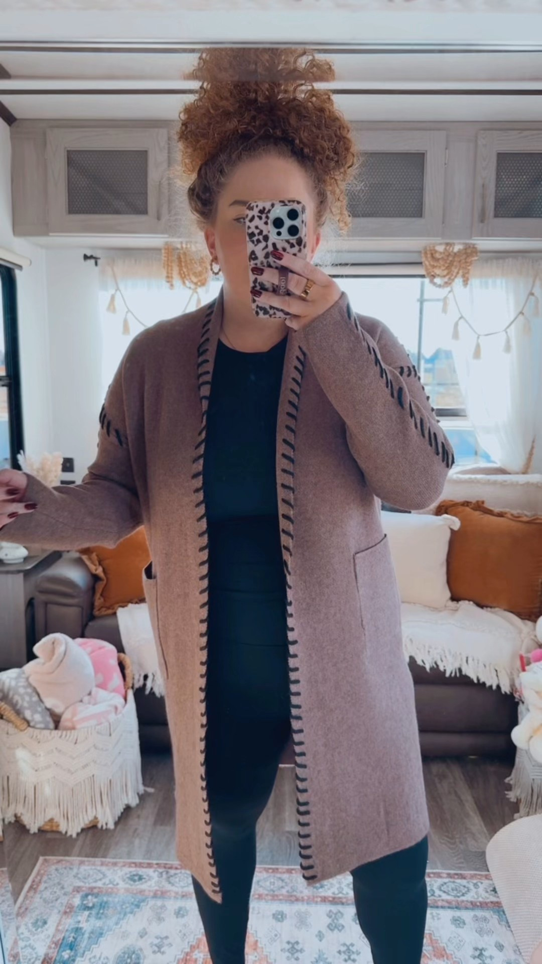 Neutral girl era activated 🤎✨Keeping it cozy, classic, and easy for the season.👏 black fitted top | amazon black top | black leggings | amazon leggings | brown coat | amazon brown coat | fall outfit | winter outfit | neutral outfit inspo | amazon fashion finds | chic casual outfit | everyday outfit ideas | walmart shoes | brown faux shearling loafers | cozy loafers | amazon outfit essentials | elevated basics | minimalist outfit ideas | comfy winter style | neutral layering pieces | winter outfit inspo | winter look | winter style | winter coat 

#LTKdayinmylife #LTKgrwm #LTKSaleAlert