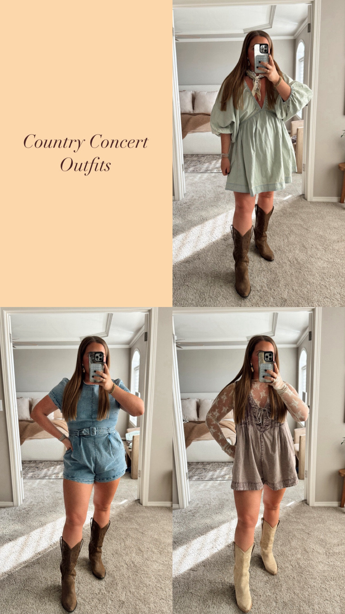 Free people inspired country concert outfits. IMO - free People does run slightly large. I’m wearing a size large in the denim belted romper. And I’m wearing a size medium in both the light wash denim dress and blush colored romper. This is a size down from my TTS. All of these outfits are super comfortable and cute for any upcoming country concert!!


#LTKMidsize #LTKFindsUnder100
