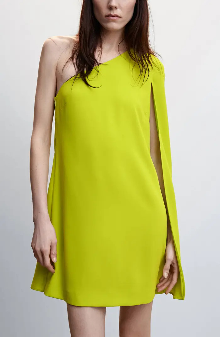 One-Shoulder Cape Sleeve Minidress | Nordstrom