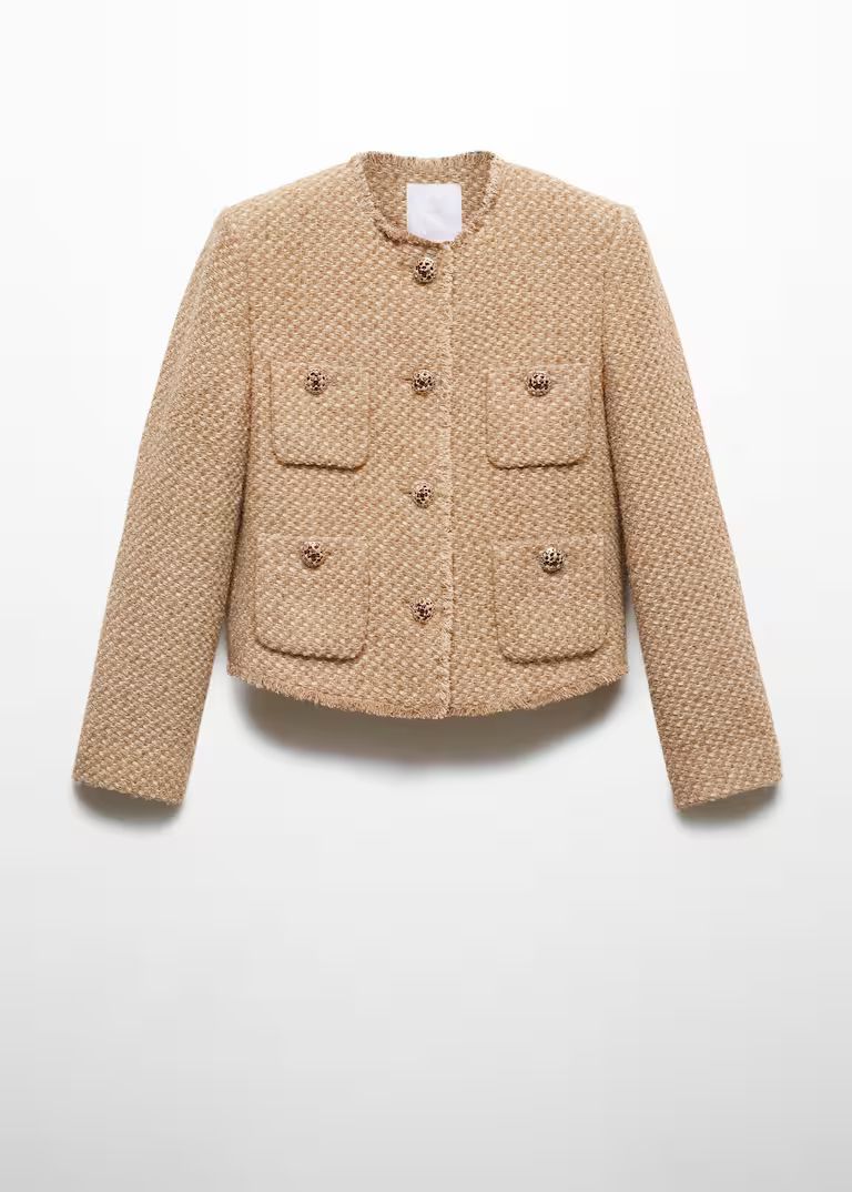 Tweed jacket with jewel buttons -  Women | Mango USA | MANGO (US)