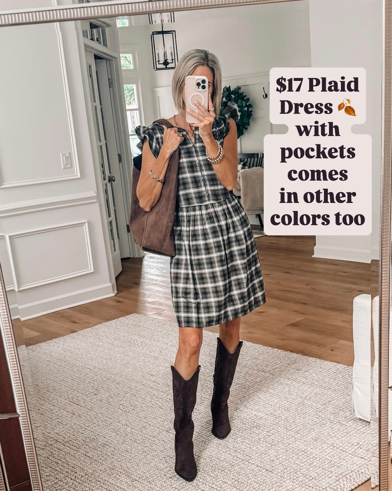$17 plaid dress with pockets - perfect for all the fall festivities! Loose, comfy fit. Wearing size xs 
Paired with tall chocolate brown boots - fit true to size 












Walmart plaid dress
Walmart fall fashion
plaid dress outfit ideas
chocolate brown tall boots
affordable fall outfit Walmart
Walmart fall dress with boots
Walmart fashion finds fall 2025
plaid dress with knee-high boots
casual fall outfit ideas Walmart
Walmart fall style inspiration
Pumpkin patch outfit 
Apple picking outfit 

#walmartfashion #walmartfinds #walmartoutfit #walmartstyle:
#fallfashion #falloutfit #fallstyle #fallwardrobe #autumnoutfit #cozyfallstyle #fallfashionfinds:
#plaiddress #fallplaiddress #plaidstyle #falllayers #plaidseason
#tallboots #brownboots #kneehighboots #fallboots #bootsseason
#affordablefashion #everydaystyle #styledbyme #ootdfall #budgetfriendlystyle #stylishandaffordable

#LTKSeasonal #LTKFindsUnder50 #LTKSaleAlert