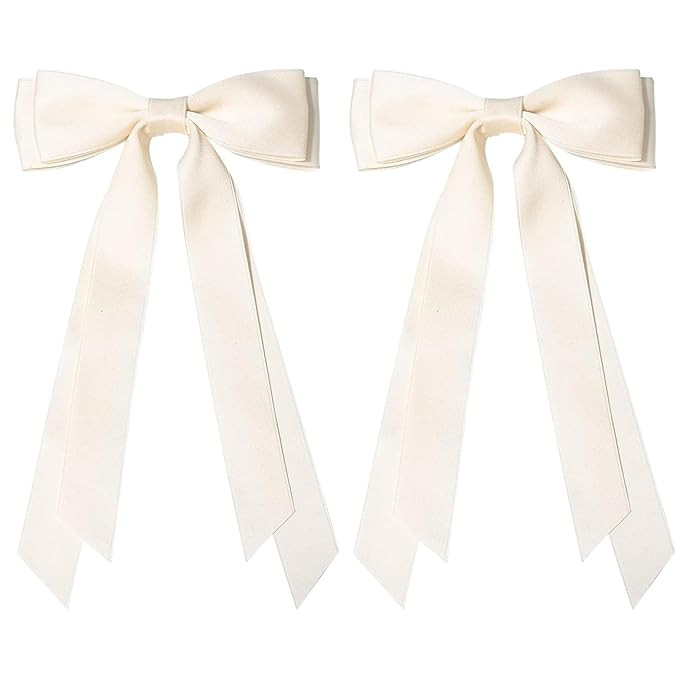 2PCS Silky Satin Hair Bows Ribbon Hair Clips, Fall Alligator Hair Pins, Ponytail Holder Accessori... | Amazon (US)