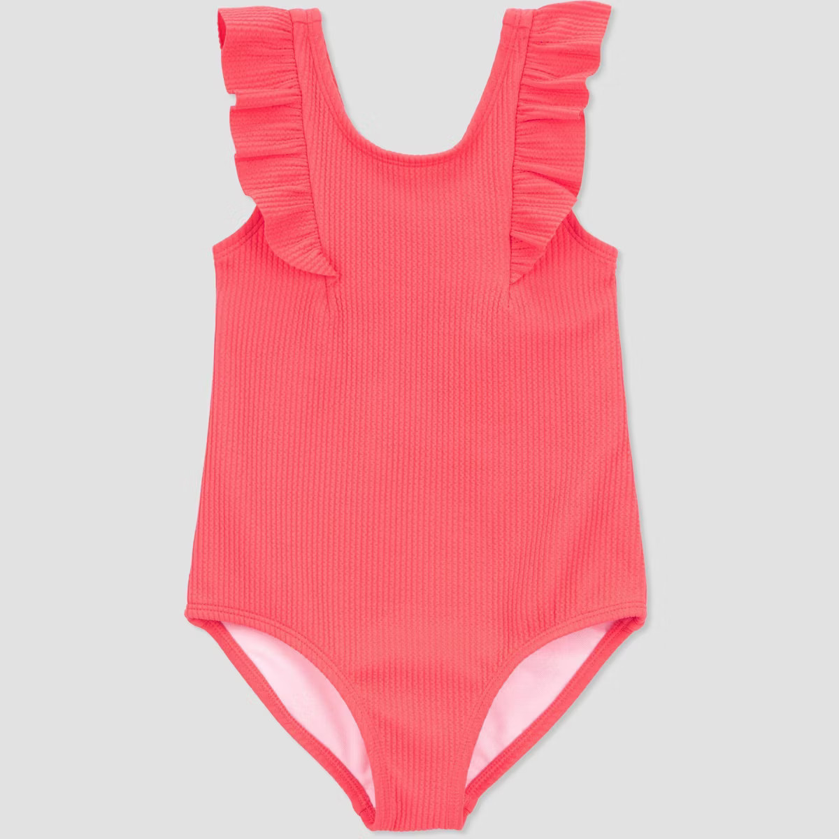 Carter's Just One You®️ Toddler Girls' Ruffle Textured Solid One Piece Swimsuit - Pink | Target