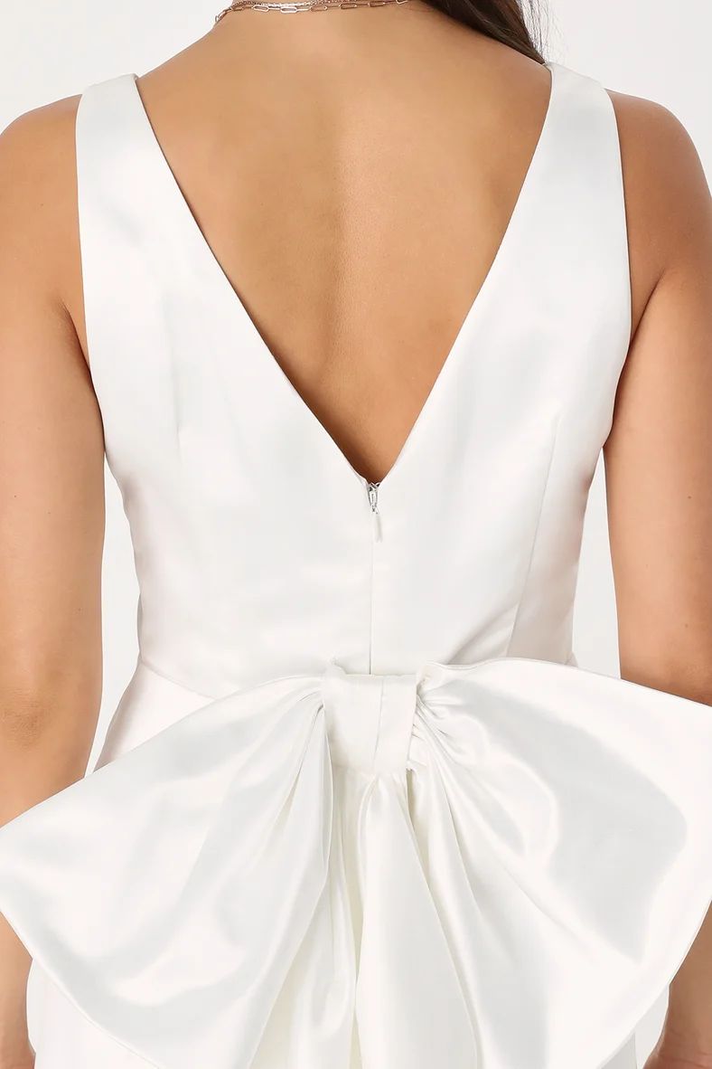 Charming Celebration White Taffeta Bow Mini Dress | Lulus