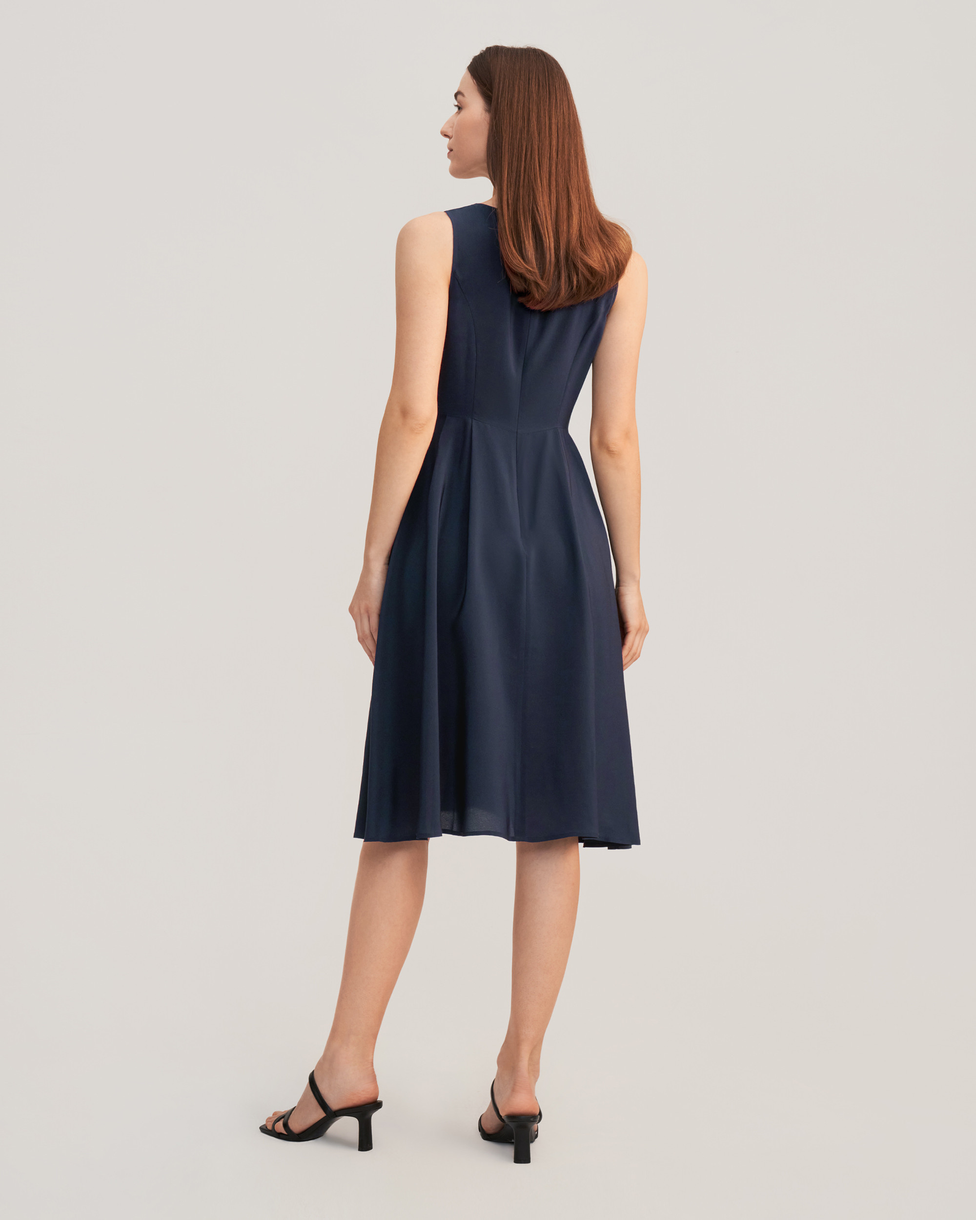 Vintage Round Neck  Silk Little Black Dress | LilySilk