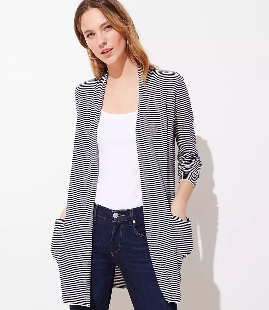 Striped Pocket Open Cardigan | LOFT