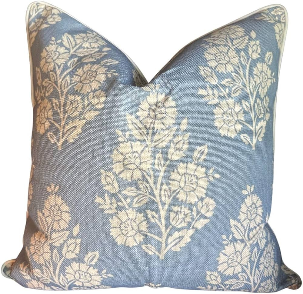 Grandmillennial Pillow Cover 20" x 20" Throw Pillow for Home Hazel Blue White Floral Pillow Cover... | Amazon (US)