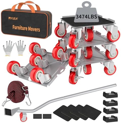 Furniture Dolly,Furniture Movers with 5 Wheels,Carbon Steel Panel Heavy Duty Dolly,Furniture Lift... | Amazon (US)