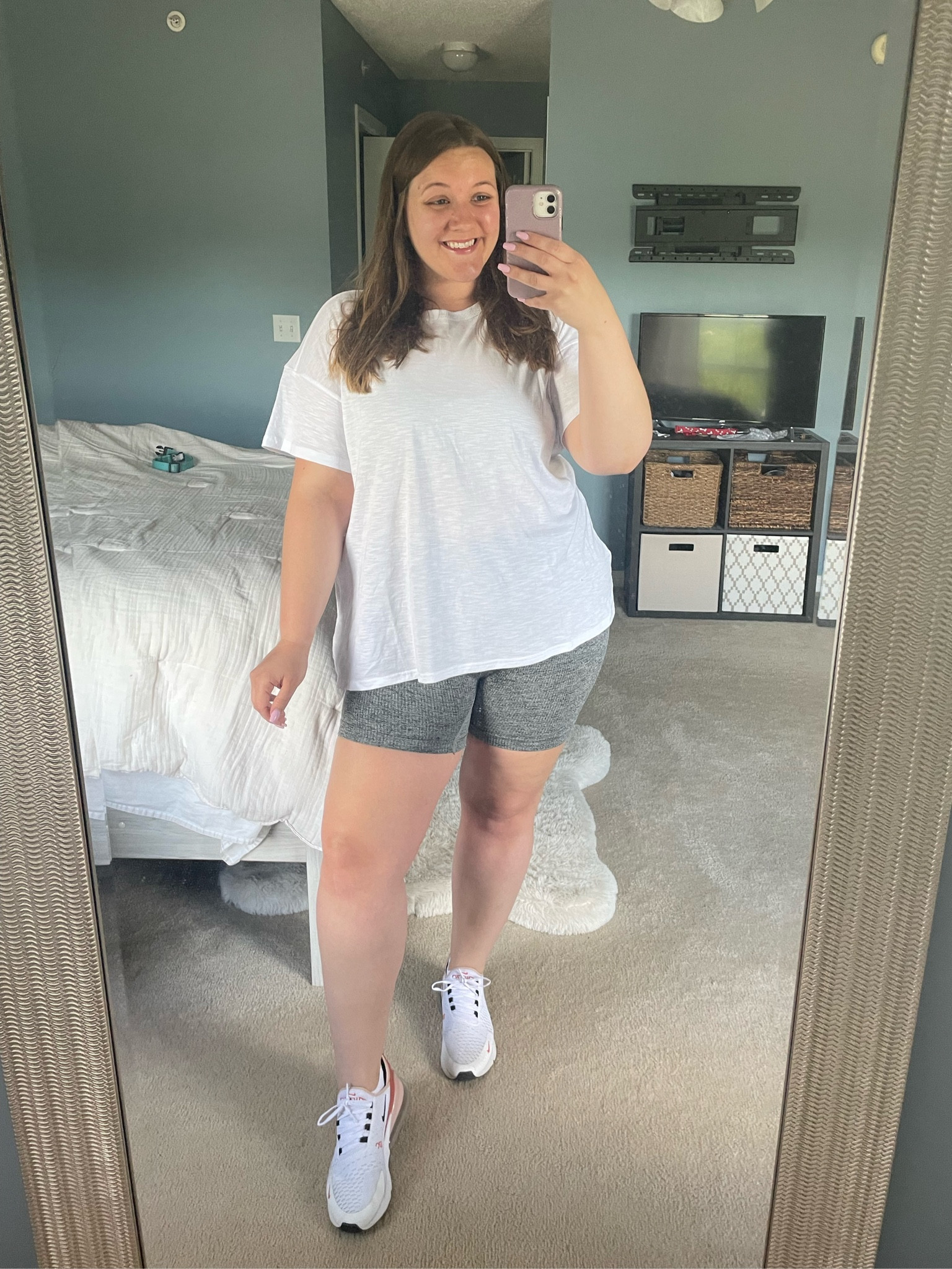 My official dog-walking uniform of summer 🫡 I paired the comfiest tee from Maurice’s w/ my trusty Target ribbed biker shorts. I’ve been loving the Nike Air Max 270s that I received for Christmas. They have helped with my heel pain and arch issues! Everything is so comfy and linked up for you 🫶🏼

#targetstyle #targetfinds #mauricesstyle #curvystyle #midsizestyle #nikeshoes 

#LTKActive #LTKMidsize #LTKFindsUnder50