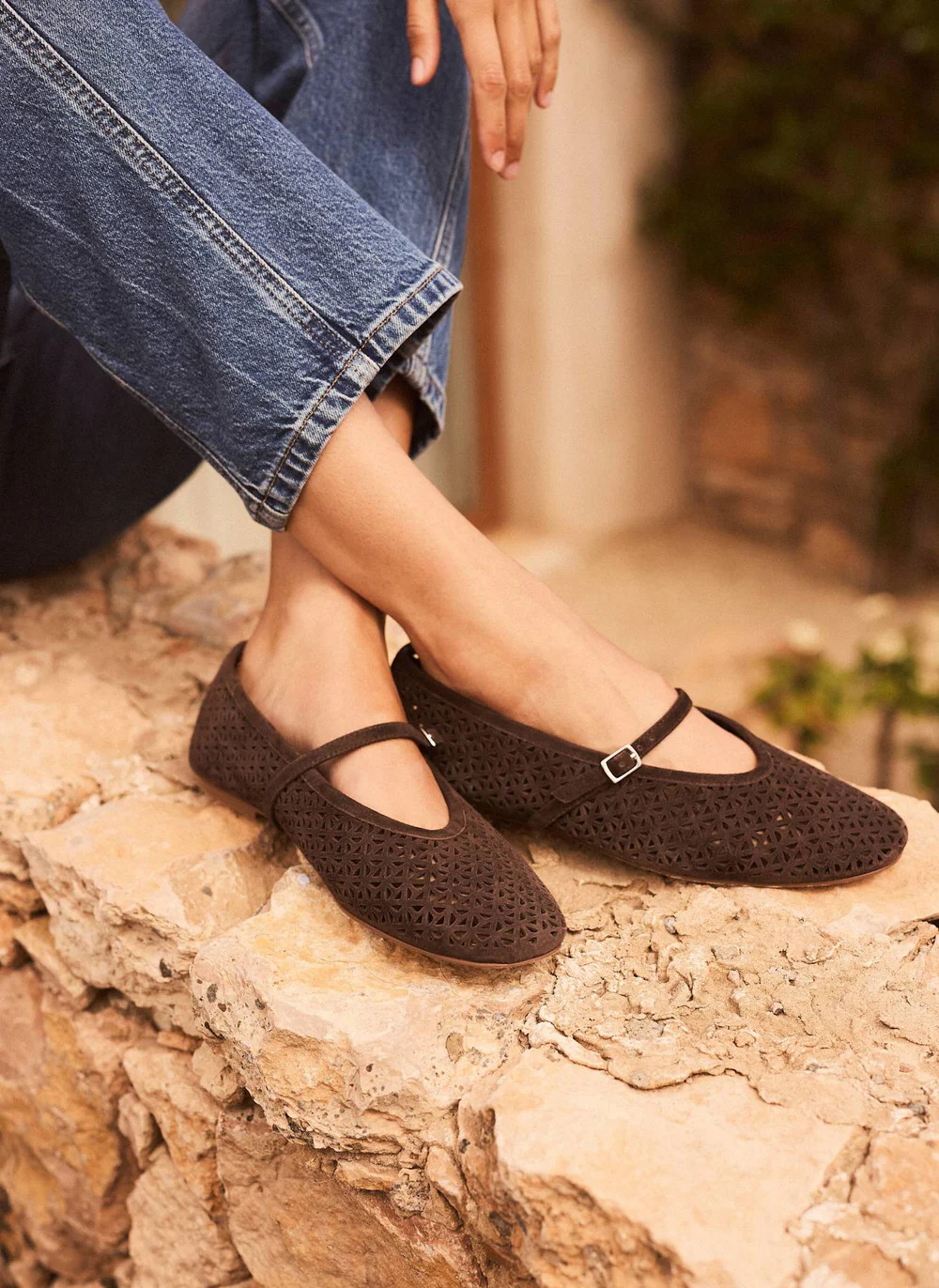 Tabi Brown Suede Ballet Flats | Mint Velvet - US