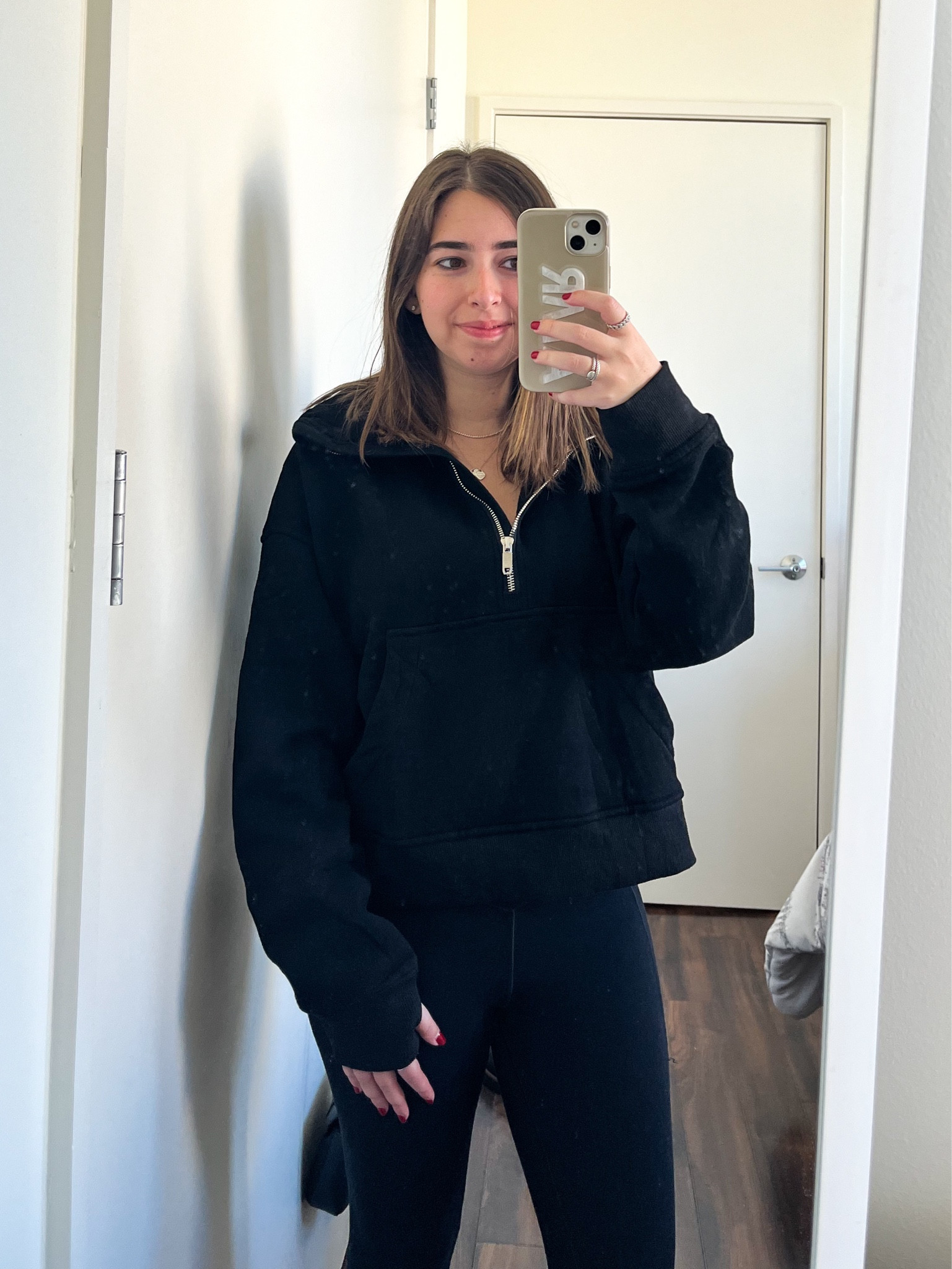 This is the perfect winter staple. Pairs well with any legging or sweats! Such a quality with material with thumb holes 🖤 #amazonfinds #quarterzip #looksexpensive 

#LTKfindsunder50