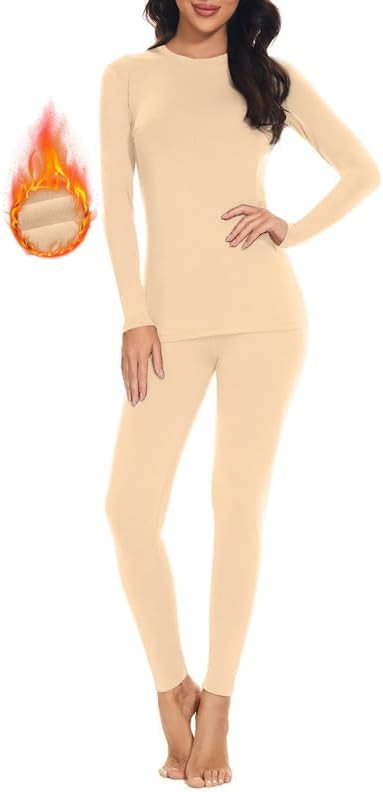 SIMIYA Thermal Underwear Set for Women Long Johns with Fleece Lined Long Sleeves Base Layer Set T... | Amazon (US)