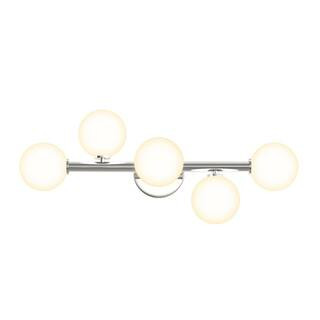 Artika Bloom 27 in. 5-Light Chrome LED Modern Bath Vanity Light Bar for Bathroom with Frosted Glass  | The Home Depot