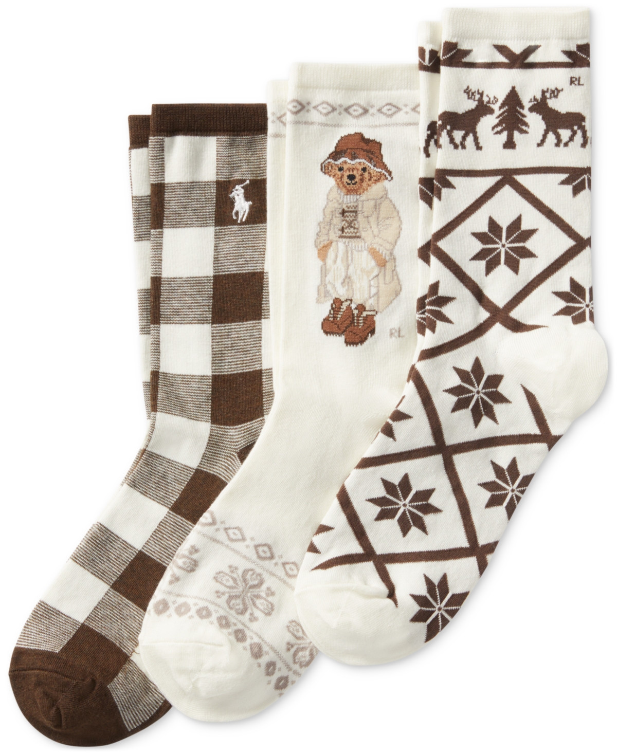 Polo Ralph Lauren Women's 3-Pk. Winter Bear Socks - Asst | Macy's