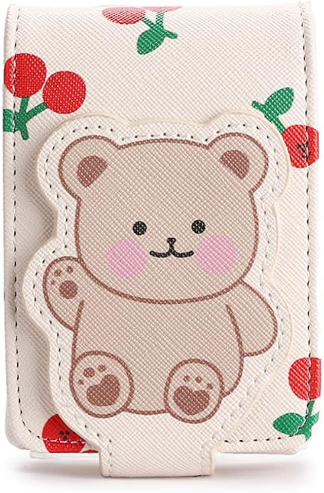 Bear Makeup Bag with Mirror Lipstick Bag Lipsticks Pouch Cherry Card Holder Wallet Mini Purse For... | Amazon (US)