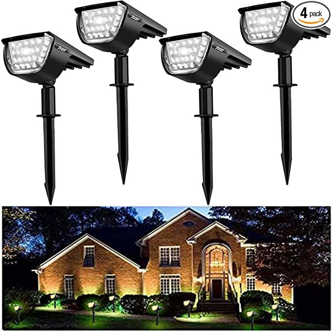 JIOR Solar Landscape SpotLights Outdoor 32 LED IP65 Waterproof Solar Powered Wall Lights 2-in-1 A... | Amazon (US)