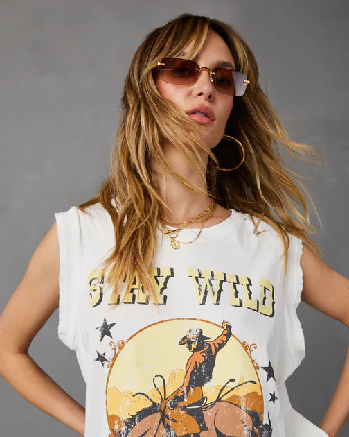 Stay Wild Western Cotton Tee - Ivory | VICI