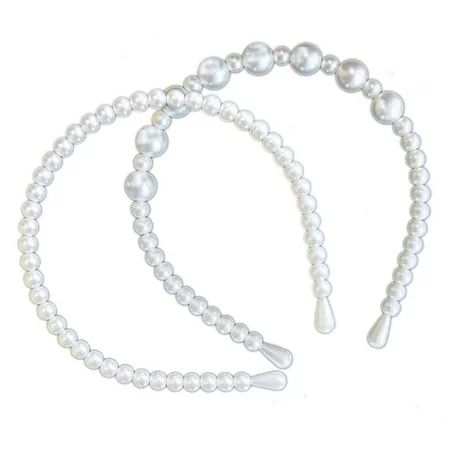 2 PCS Pearl Headbands Faux Pearl White Hair Hoops Hair Accessories for Women Girls Gifts Fashion Sty | Walmart (US)