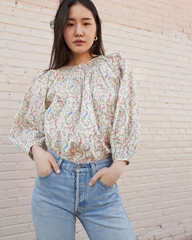 Lucia Romance Floral Smocked Blouse | Loeffler Randall