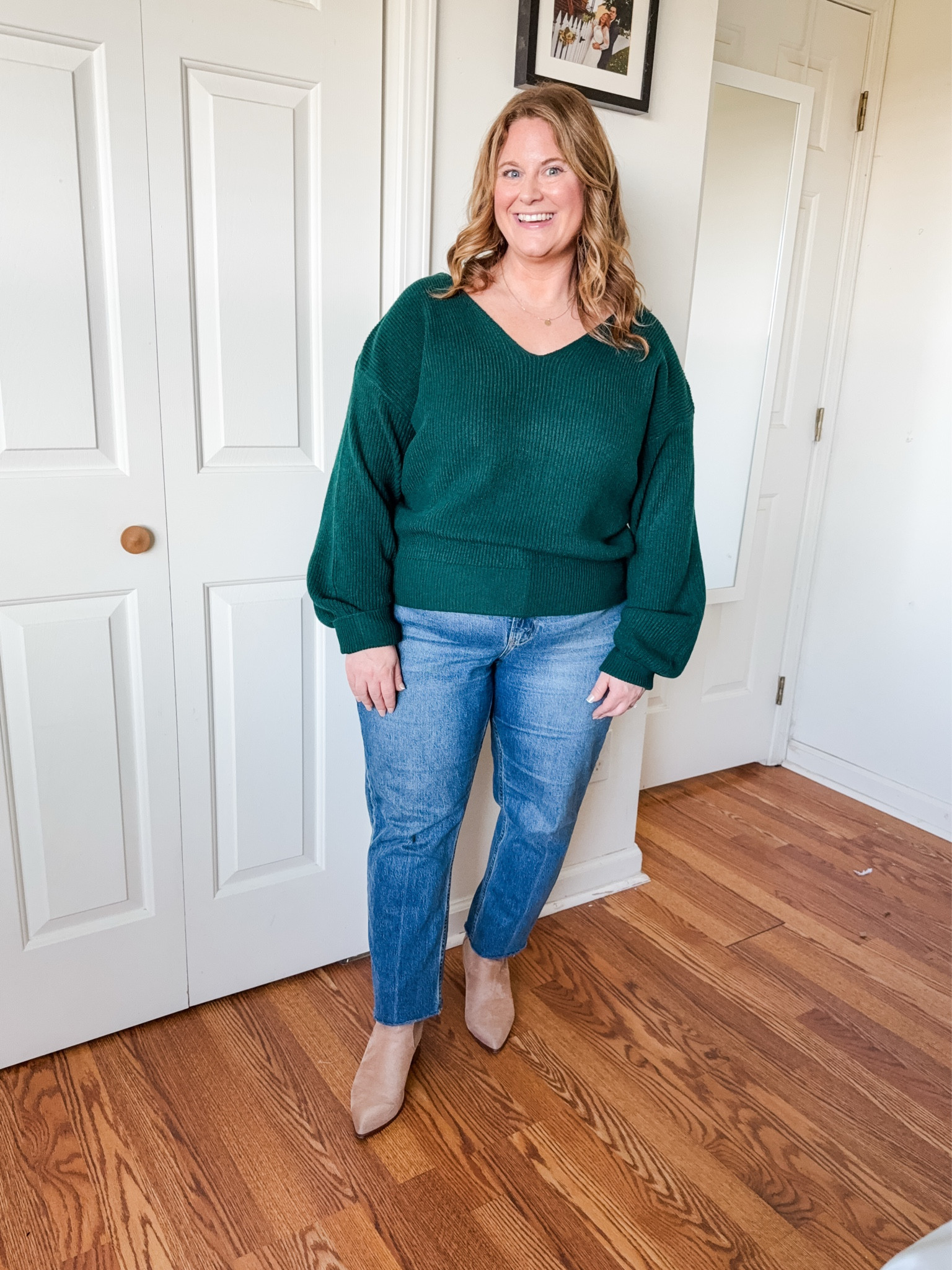 Wearing an XL in my Cupshe sweater and a 33 short in my jeans 

#LTKHoliday #LTKMidsize #LTKSeasonal