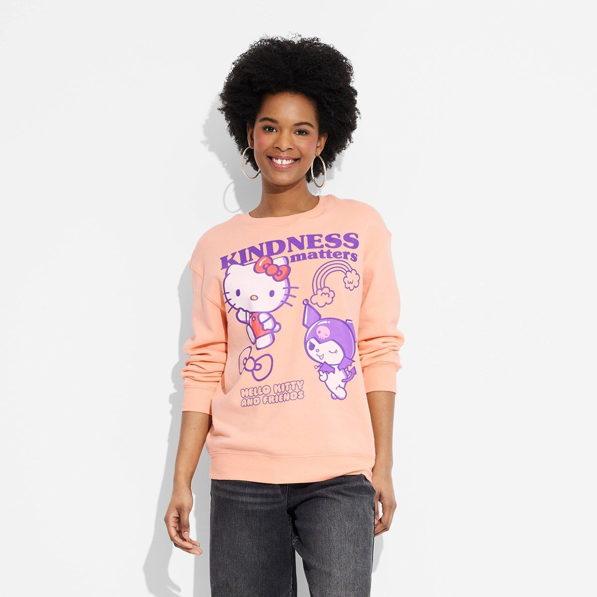 Women's Sanrio Kindness Matters Graphic Sweatshirt - Orange | Target