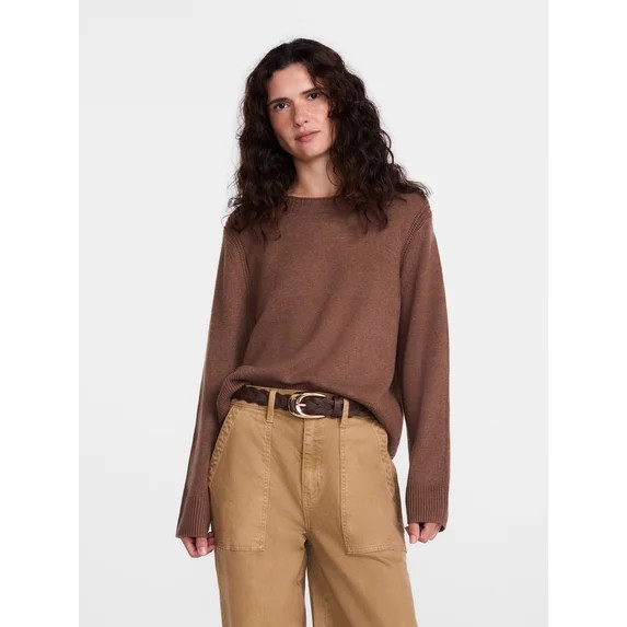 Scenario Women's and Women's Plus Cozy Crewneck Sweater with Long Sleeves, Sizes XS-4X | Walmart (US)
