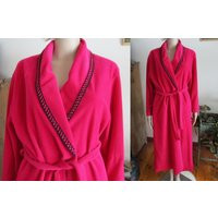 Vtg Ladies Velour Robe, Housecoat, Wrap Style, Shawl Collar, Deep Pink, Cerise N Black Trim, M, Pock | Etsy (US)
