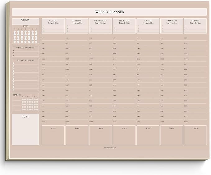 Weekly Hourly Planner Notepad, Daily Planner Desk Pad, Weekly Schedule, To Do List Note Pad, ADHD... | Amazon (US)