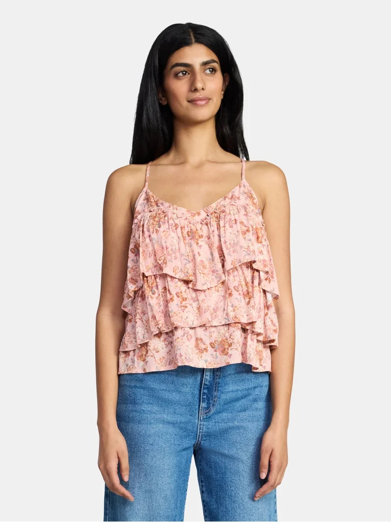 Madden NYC Women's Sleeveless Tiered Tank Top, Sizes XXS-XXL | Walmart (US)