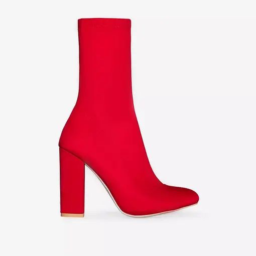 Hayden Block Heel Sock Boot In Red Lycra | EGO Shoes (US & Canada)