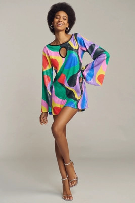 Fenáreta Let's Groove Long-Sleeve Mini Dress | Anthropologie (US)