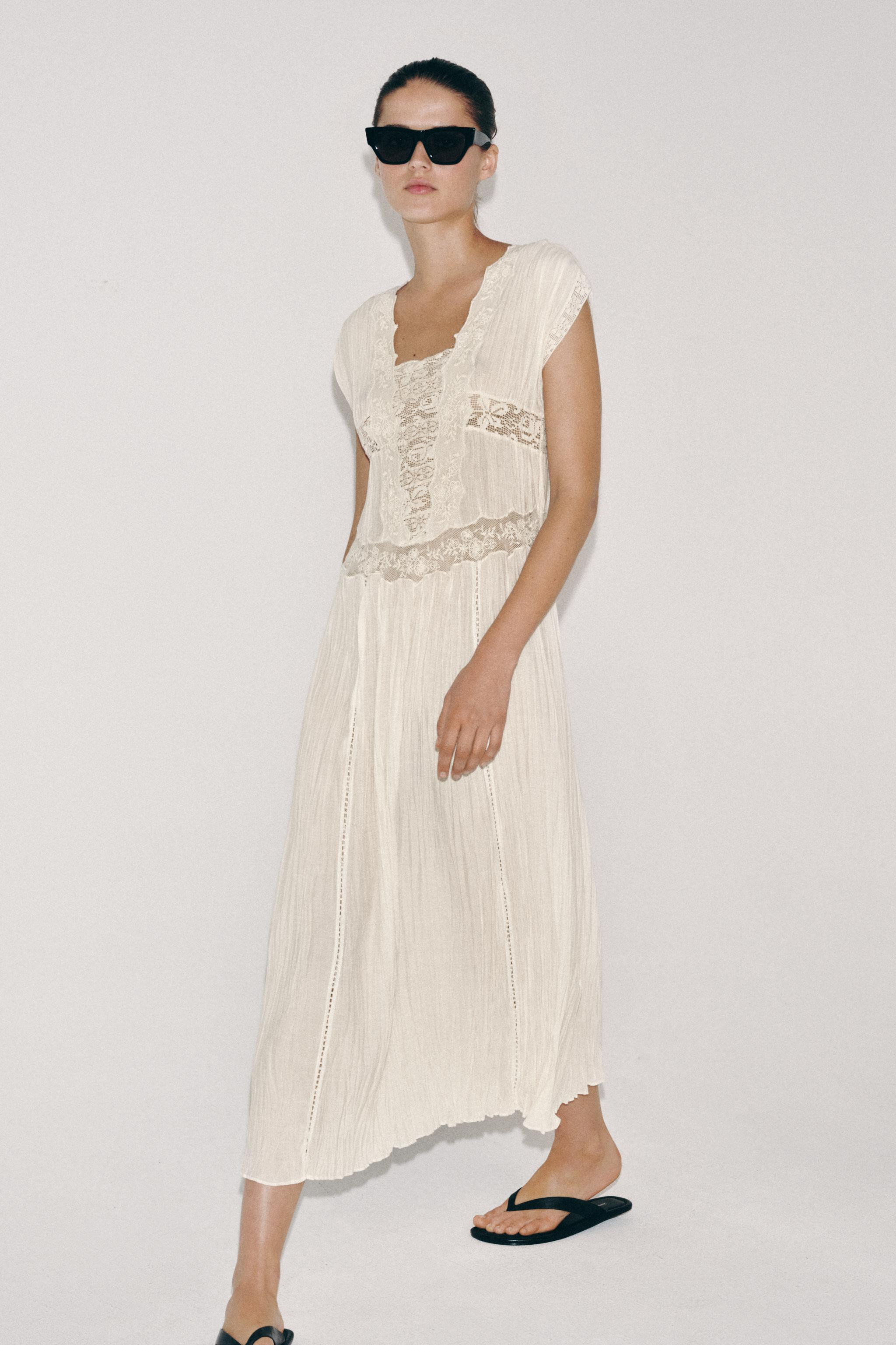 ZW COLLECTION PLEATED LACE DRESS | Zara UK