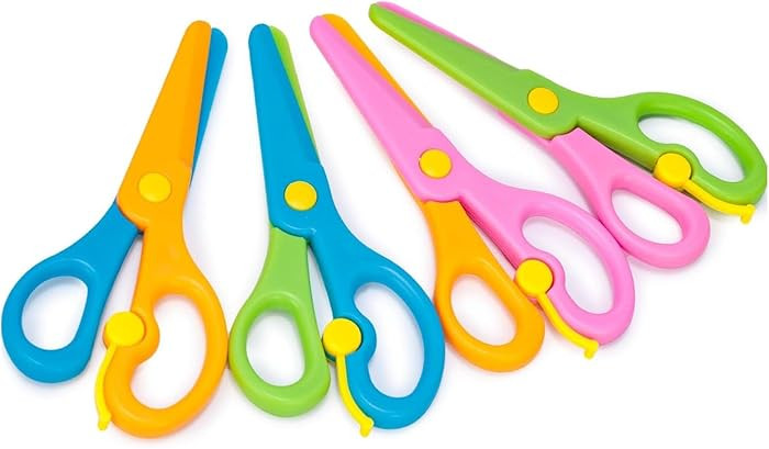 4PCS Toddler Safety Scissors, Blunt Tip Scissor, Anti-Pinch | Amazon (US)