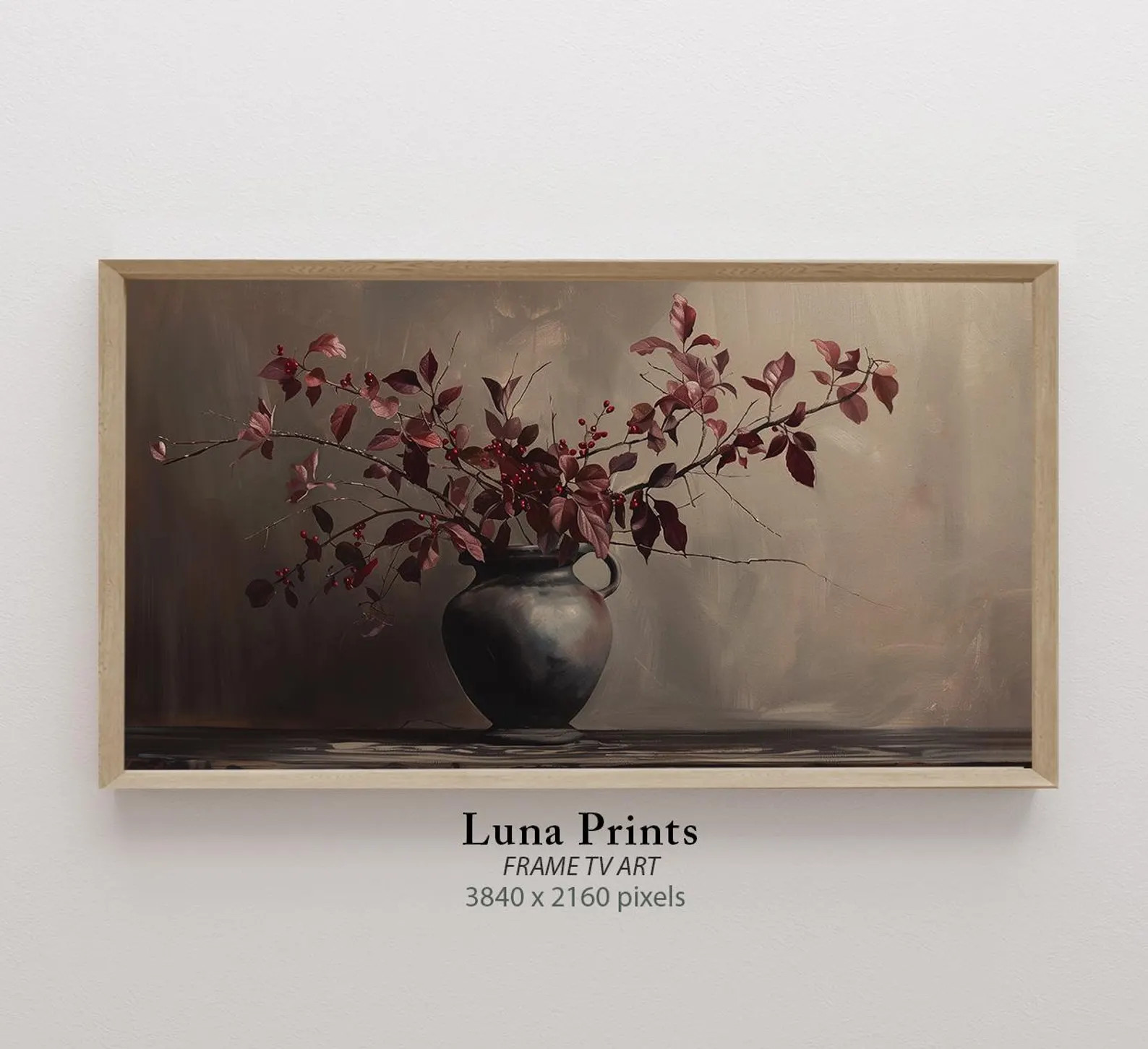 Burgundy Painting for Samsung Frame TV Art, DIGITAL DOWNLOAD, Vintage Fall Art - Etsy | Etsy (US)