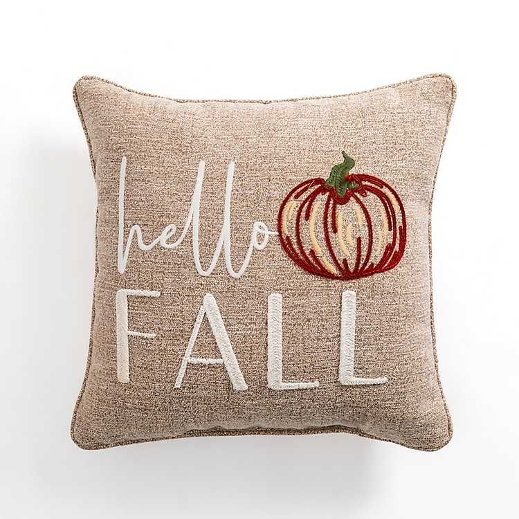 Hello Fall Pumpkin Embroidered Pillow | Kirkland's Home